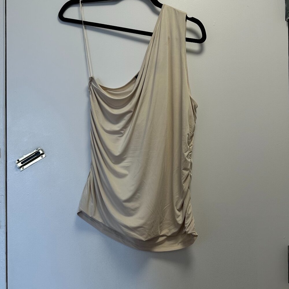 EXPRESS Beige Nude Off Shoulder Ruched Top - XL